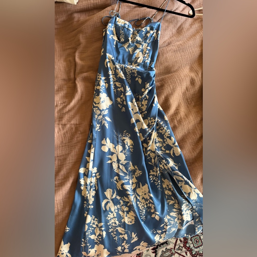 Reformation Blue and Cream Floral Dress
